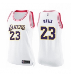 Womens Los Angeles Lakers 23 Anthony Davis Swingman White Pink Fashion Basketball Jerse 