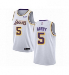 Womens Los Angeles Lakers 5 Robert Horry Authentic White Basketball Jerseys Association Edition