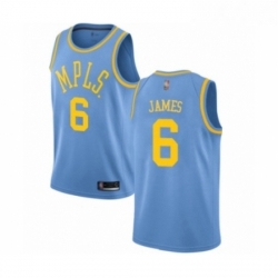 Womens Los Angeles Lakers 6 LeBron James Authentic Blue Hardwood Classics Basketball Jersey 