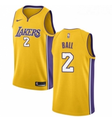 Womens Nike Los Angeles Lakers 2 Lonzo Ball Swingman Gold Home NBA Jersey Icon Edition