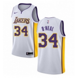 Womens Nike Los Angeles Lakers 34 Shaquille ONeal Authentic White NBA Jersey Association Edition