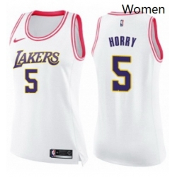 Womens Nike Los Angeles Lakers 5 Robert Horry Swingman WhitePink Fashion NBA Jersey