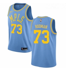 Womens Nike Los Angeles Lakers 73 Dennis Rodman Authentic Blue Hardwood Classics NBA Jersey