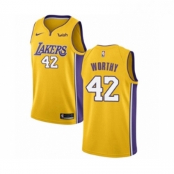 Youth Los Angeles Lakers 42 James Worthy Swingman Gold Home Basketball Jersey Icon Edition