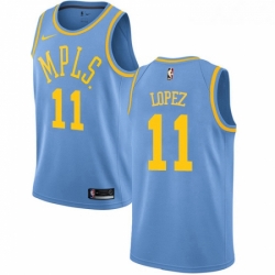 Youth Nike Los Angeles Lakers 11 Brook Lopez Authentic Blue Hardwood Classics NBA Jersey 