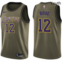 Youth Nike Los Angeles Lakers 12 Vlade Divac Swingman Green Salute to Service NBA Jersey