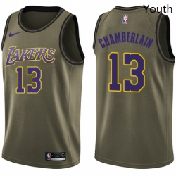 Youth Nike Los Angeles Lakers 13 Wilt Chamberlain Swingman Green Salute to Service NBA Jersey