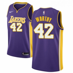 Youth Nike Los Angeles Lakers 42 James Worthy Swingman Purple NBA Jersey Statement Edition