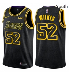 Youth Nike Los Angeles Lakers 52 Jamaal Wilkes Swingman Black NBA Jersey City Edition