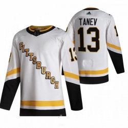 Men Pittsburgh Penguins 13 Brandon Tanev White Adidas 2020 21 Reverse Retro Alternate NHL Jersey