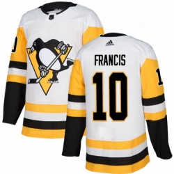 Mens Adidas Pittsburgh Penguins 10 Ron Francis Authentic White Away NHL Jersey 