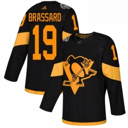 Mens Adidas Pittsburgh Penguins 19 Derick Brassard Black Authentic 2019 Stadium Series Stitched NHL Jersey 