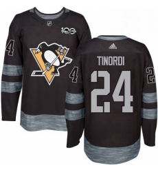 Mens Adidas Pittsburgh Penguins 24 Jarred Tinordi Authentic Black 1917 2017 100th Anniversary NHL Jersey 