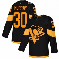 Mens Adidas Pittsburgh Penguins 30 Matt Murray Black Authentic 2019 Stadium Series Stitched NHL Jersey 