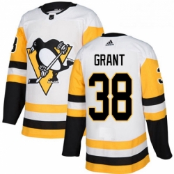 Mens Adidas Pittsburgh Penguins 38 Derek Grant Authentic White Away NHL Jersey 