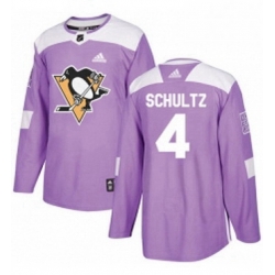 Mens Adidas Pittsburgh Penguins 4 Justin Schultz Authentic Purple Fights Cancer Practice NHL Jersey 