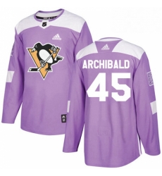 Mens Adidas Pittsburgh Penguins 45 Josh Archibald Authentic Purple Fights Cancer Practice NHL Jersey 