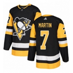 Mens Adidas Pittsburgh Penguins 7 Paul Martin Authentic Black Home NHL Jersey 