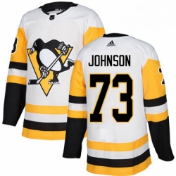 Mens Adidas Pittsburgh Penguins 73 Jack Johnson Authentic White Away NHL Jersey 