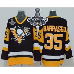 Mitchell 26Ness Penguins #35 Tom Barrasso Black 2017 Stanley Cup Finals Champions Stitched NHL Jersey