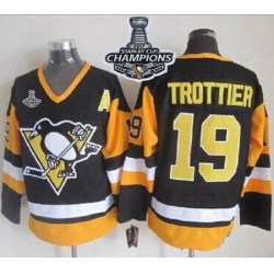 Penguins #19 Bryan Trottier Black CCM Throwback 2017 Stanley Cup Finals Champions Stitched NHL Jersey