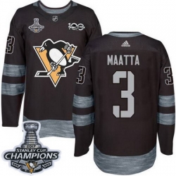 Penguins #3 Olli Maatta Black 1917 2017 100th Anniversary Stanley Cup Finals Champions Stitched NHL Jersey