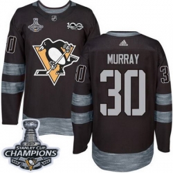 Penguins #30 Matt Murray Black 1917 2017 100th Anniversary Stanley Cup Finals Champions Stitched NHL Jersey