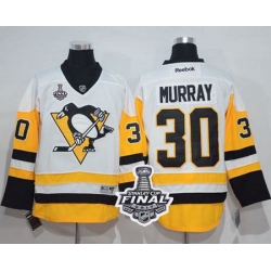 Penguins #30 Matt Murray White New Away 2017 Stanley Cup Final Patch Stitched NHL Jersey