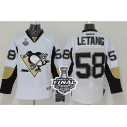 Penguins #58 Kris Letang White 2017 Stanley Cup Final Patch Stitched NHL Jersey