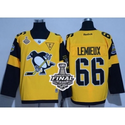 Penguins #66 Mario Lemieux Gold 2017 Stadium Series Stanley Cup Final Patch Stitched NHL Jersey