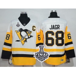 Penguins #68 Jaromir Jagr White New Away 2017 Stanley Cup Final Patch Stitched NHL Jersey