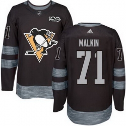 Penguins #71 Evgeni Malkin Black 1917 2017 100th Anniversary Stitched NHL Jersey