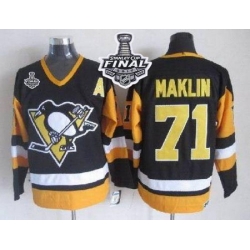 Penguins #71 Evgeni Malkin Black CCM Throwback 2017 Stanley Cup Final Patch Stitched NHL Jersey