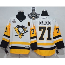 Penguins #71 Evgeni Malkin White New Away 2017 Stanley Cup Finals Champions Stitched NHL Jersey