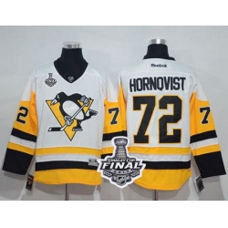 Penguins #72 Patric Hornqvist White New Away 2017 Stanley Cup Final Patch Stitched NHL Jersey