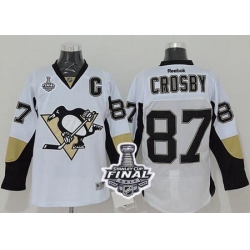 Penguins #87 Sidney Crosby White 2017 Stanley Cup Final Patch Stitched NHL Jersey