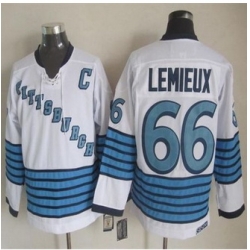 Pittsburgh Penguins #66 Mario Lemieux White-Light Blue CCM Throwback Stitched NHL jersey