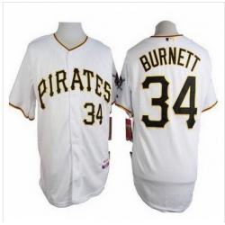 Pittsburgh Pirates #34 A. J. Burnett White Cool Base Stitched Baseball Jersey