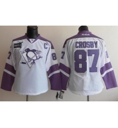 Pittsburgh Penguins 87 Sidney Crosby White Women's Fights Cancer Hockey Jersey