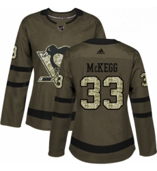 Womens Adidas Pittsburgh Penguins 33 Greg McKegg Authentic Green Salute to Service NHL Jersey 