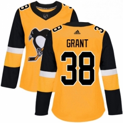 Womens Adidas Pittsburgh Penguins 38 Derek Grant Authentic Gold Alternate NHL Jersey 