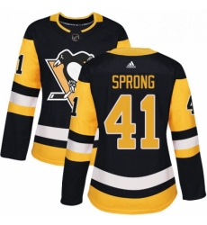 Womens Adidas Pittsburgh Penguins 41 Daniel Sprong Authentic Black Home NHL Jersey 