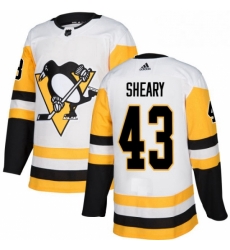 Womens Adidas Pittsburgh Penguins 43 Conor Sheary Authentic White Away NHL Jersey 