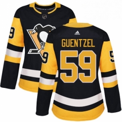 Womens Adidas Pittsburgh Penguins 59 Jake Guentzel Authentic Black Home NHL Jersey 