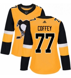 Womens Adidas Pittsburgh Penguins 77 Paul Coffey Authentic Gold Alternate NHL Jersey 