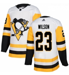 Youth Adidas Pittsburgh Penguins 23 Scott Wilson Authentic White Away NHL Jersey 