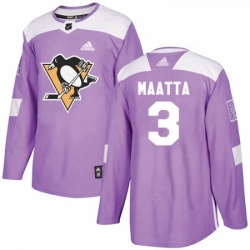 Youth Adidas Pittsburgh Penguins 3 Olli Maatta Authentic Purple Fights Cancer Practice NHL Jersey 