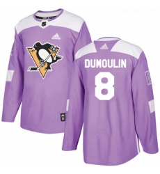 Youth Adidas Pittsburgh Penguins 8 Brian Dumoulin Authentic Purple Fights Cancer Practice NHL Jersey 