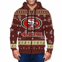 49ers Team Christmas Ugly Mens Zip Hooded Sweatshirt