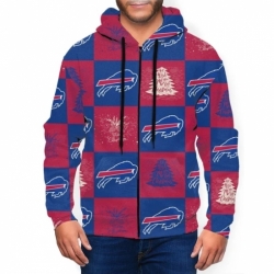 Bills Team Ugly Christmas Mens Zip Hooded Sweatshirt